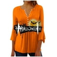 Short Sleeve Shirts for Women with Collar Black Halloween Scrub Tops