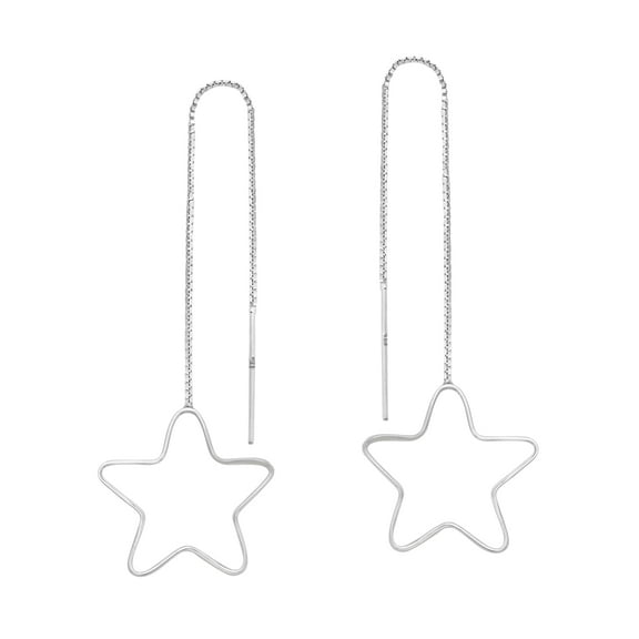 Abstract Star Sterling Silver Slide-Through Dangle Earrings