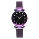 thumbnail image 1 of Reloj de cuarzo de moda para mujer con hebilla magnética, reloj de pulsera informal para mujer con cielo estrellado (púrpura), 1 of 9