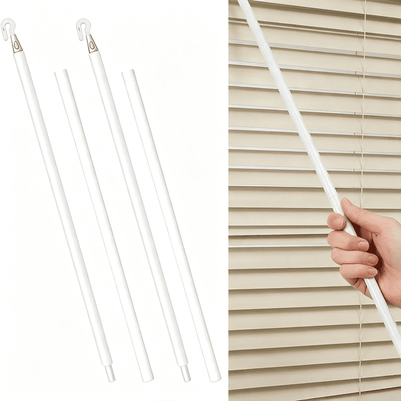 LQSEO 2 Pcs Detachable Blind Wands,24"Es Blind Wand Replacement with Hook White Plastic Blind Sticks to Open Blinds for Vertical Blinds Cordless Curtains & More