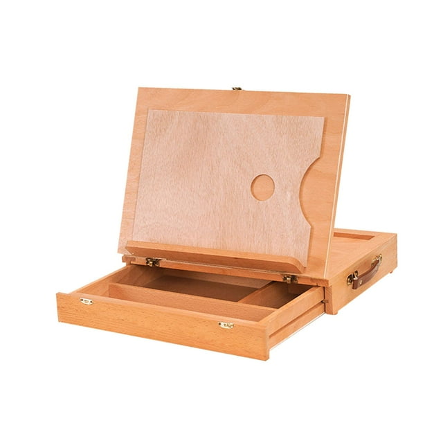 ZLight Artist Sketching Box Portable Easel Wood Easel Storage Drawing Board Tabletop Display Stand Tabletop Smooth Beige M