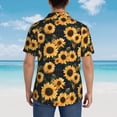 thumbnail image 4 of Gukieu Scottish Blue Plaid Sunflower Print Men's Short-sleeved Shirts, Button-down Lapel Hawaiian Shirts, T-shirts, Beach Vacation Summer Casual Wear,3X-Large, 4 of 7