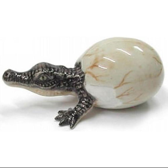Crocodile Hatching - miniature porcelain figurine