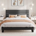 thumbnail image 3 of Amolife King Bed Frame, Platform Bed Frame with Fabric Upholstered Headboard, Dark Grey, 3 of 10
