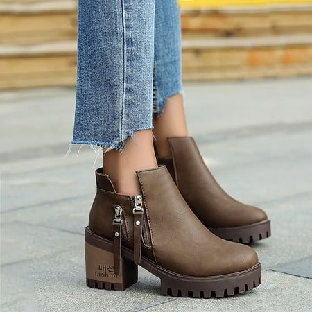

Ankle Boots Womens Shoes Fashion Casual Roman Thick Heel Ankle Boots Thick Heel Boots For Women