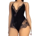 thumbnail image 2 of Gvmfive Women's Lace Up Sexy One Piece Lingerie Solid Babydoll Romper Underwear, 2 of 3
