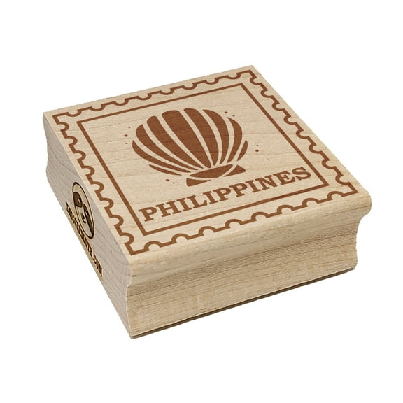 Philippines Travel Scallop Seashell Beach Ocean Square Rubber Stamp Stamping Scrapbooking Crafting - Small 1.25in