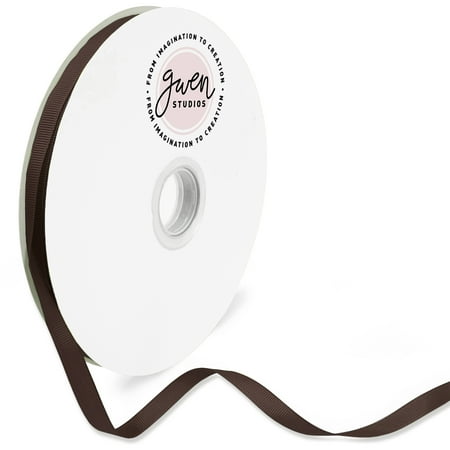 UPC: 0810056349325 | Brown Grosgrain Ribbon for Crafts and Bows  3/8  x 100 Yards by Gwen Studios