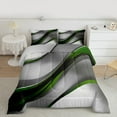 thumbnail image 2 of Feelyou Adult Modern Fashion Full Size Comforter Sets, Green Abstract Geometric Bedding Comforter Set, Stripes Ombre Reversible Bedding Sets, Breathable Home Decor, 3pcs, 2 of 8