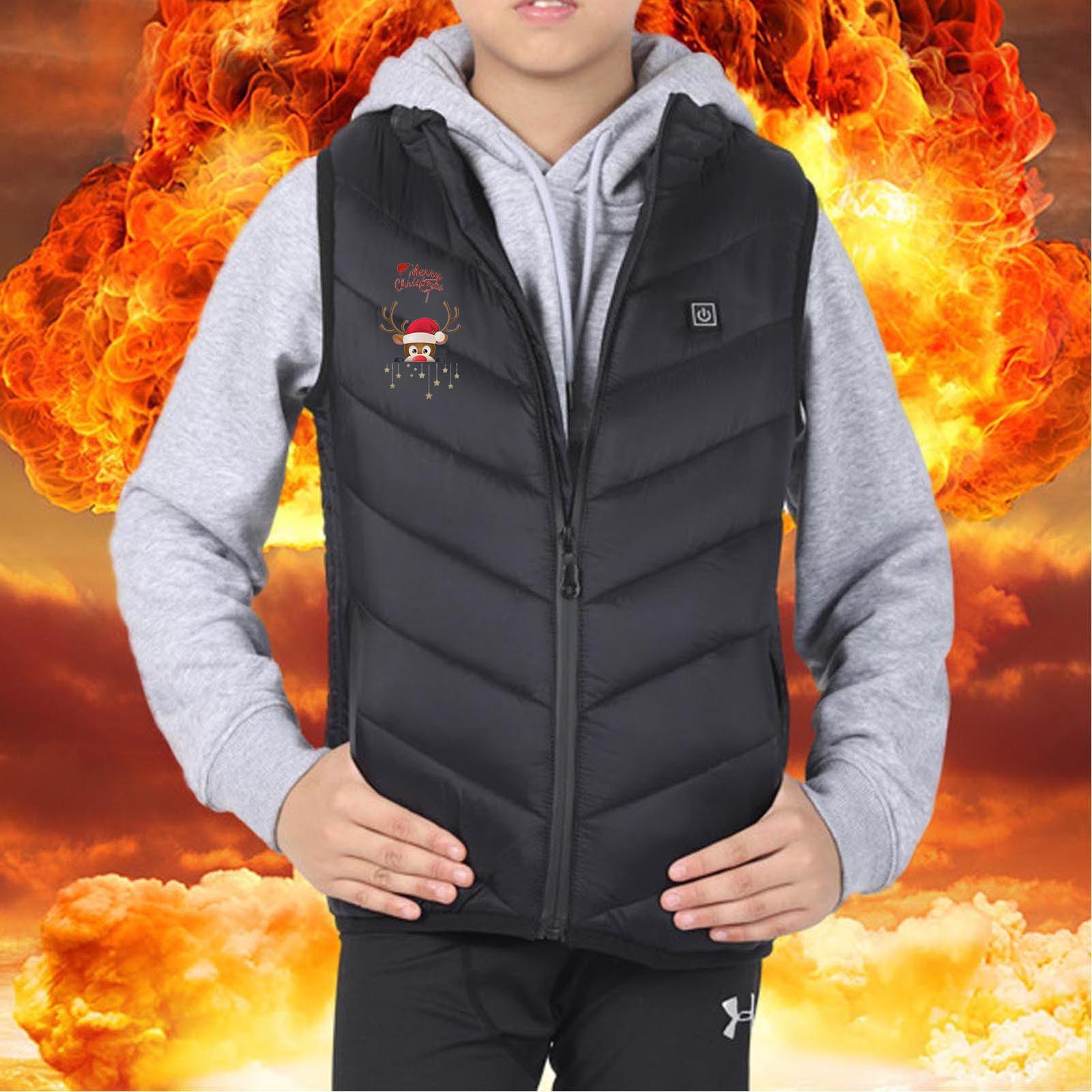 Veste Chauffante Pour Enfant Garçon/fille Avec USB - 3 Niveaux De Chaud, Lavable, Idéale Pour L'hiver