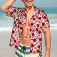 thumbnail image 5 of Lsque Rose Flowers pattern Hawaiian Shirt for Men, Unisex Summer Beach Casual Short Sleeve Button Down Shirts-Small, 5 of 9