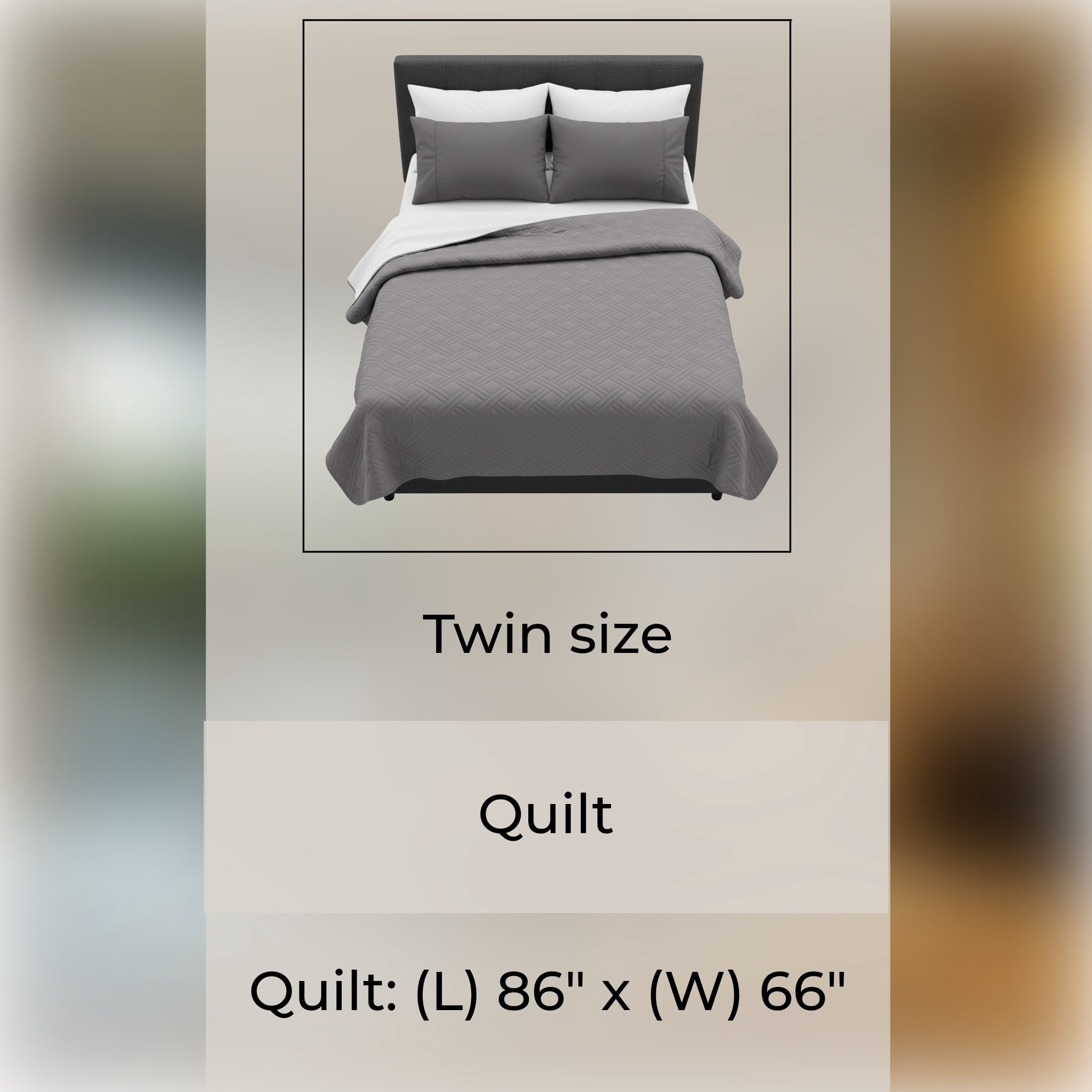Lavish Home Modern Quilted Bedspread Coverlet with Basket-Weave Design Polyester Twin Size Quilt Bedspread (Gray)