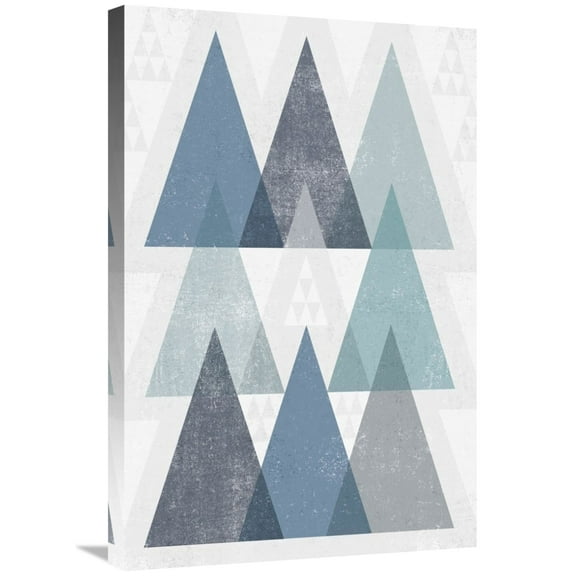 Global Gallery's 'Mod Triangles IV Blue' By Michael Mullan Stretched Canvas Wall Art