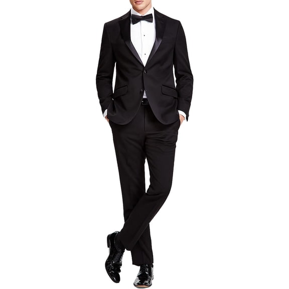 Kenneth Cole Reaction Mens Slim-Fit Ready Flex Tuxedo Suit 36 Short Black