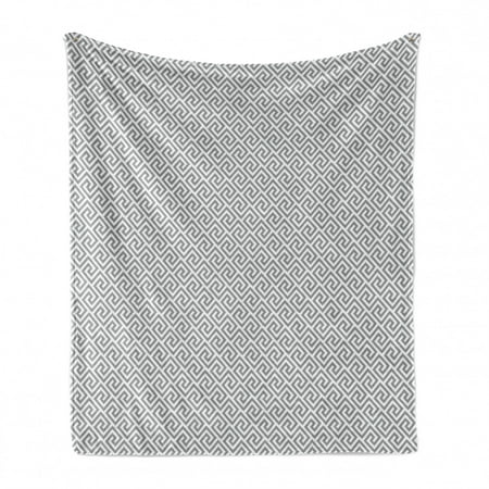 

Greek Key Soft Flannel Fleece Throw Blanket Geometric Lines Abstract Pattern Antique Motif in Labyrinth Maze Cozy Plush for Indoor and Outdoor Use 70 x 90 Pale Grey White by Ambesonne