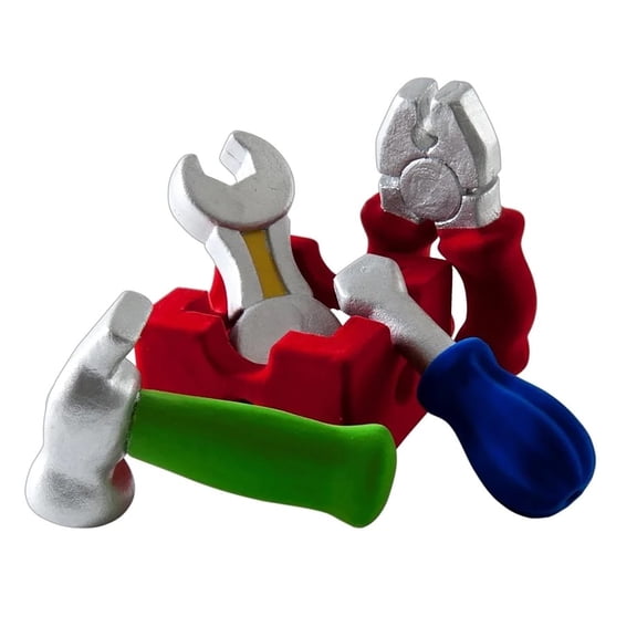 Rubbabu Pretend Play Tool Set (4 Piece Set with Caddy ) - 18 months & up