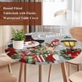 thumbnail image 4 of Grey Snowman Christmas Round Tablecloth, Fitted Table Cover with Elastic for 45"-54" Round Tables, Xmas Snowflake Botanical Table Cloth Outdoor Indoor Dinning Party Waterproof Tablecloths, 4 of 7