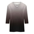 thumbnail image 5 of BADHUB Women's Casual Tops Plus Size Gradient Shirts Criss Cross V Neck Tunic T-Shirt Summer 3/4 Lenght Sleeve Blouses 2024 Fashion Clothes for Women, 5 of 5