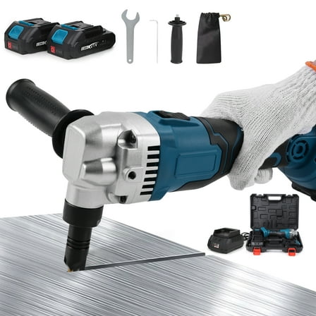 Cordless Metal Nibbler, 16 Gauge Sheet Metal Cutter 2400RPM Brushless Motor w/ 3 Speeds Adjustable and 2 Battery