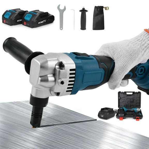 Cordless Metal Nibbler, 16 Gauge Sheet Metal Cutter 2400RPM Brushless Motor w/ 3 Speeds Adjustable and 2 Battery