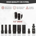 thumbnail image 4 of Dawot SUZANNE Mechanics Tool Set 20-Piece 1/2" Drive Deep Impact Socket Set with 3/8" to 1/2" Universal Joint & 3", 5", 10" Extensions for Auto Repairing and Household, with Storage Case, 4 of 7