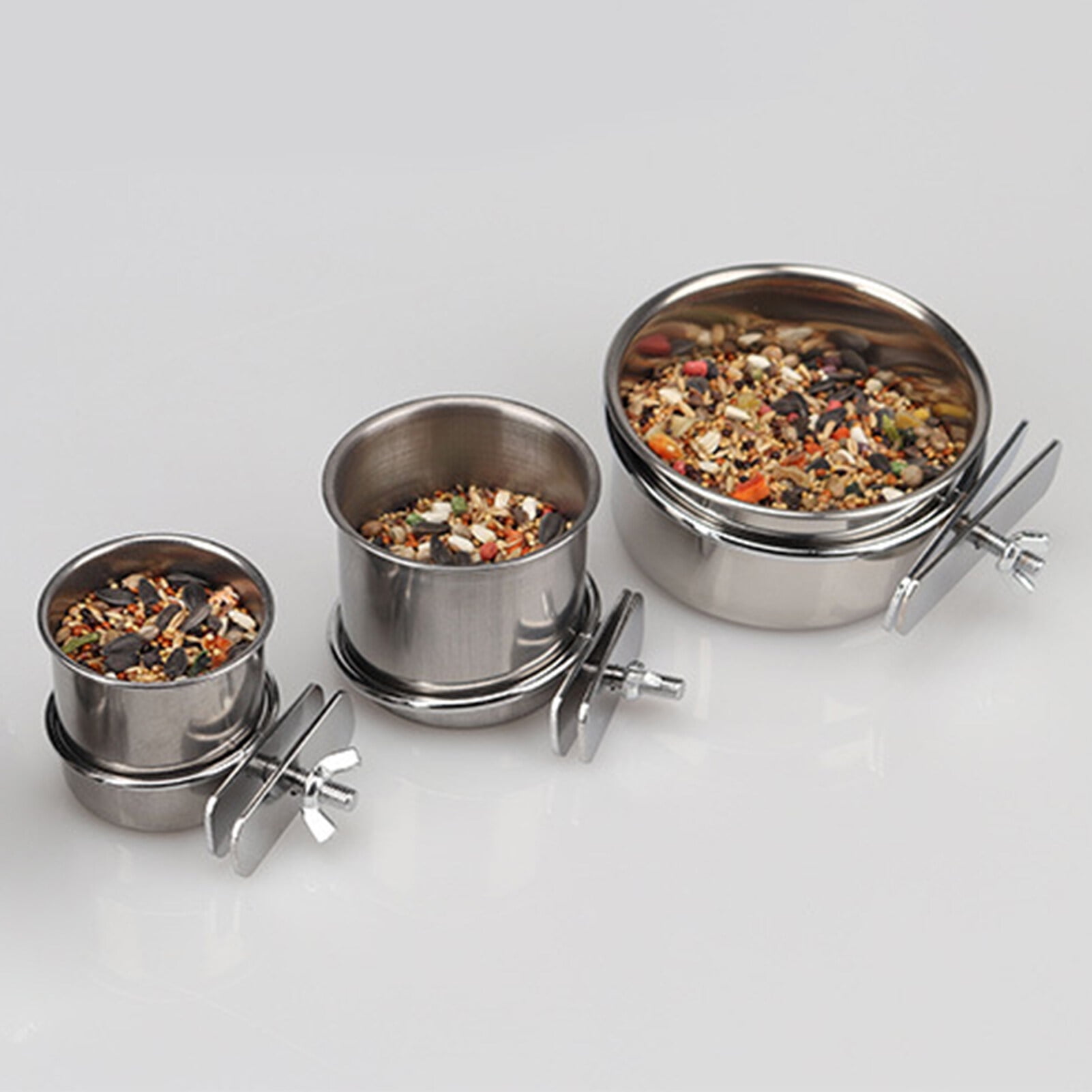 Bol Alimentaire En Acier Inoxydable Pour Oiseaux Boîte D'Alimentation Pour Perroquet Avec Pince Support Tasse D'Eau Pot Alimentaire Perruche Perroquet