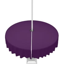 Dark Purple Outdoor Tablecloth with Umbrella Hole and Zipper, Solid Color Table Cover for Round Tables Waterproof Tabletop Collection for Patio, Garden, Picnic, Camping 60R