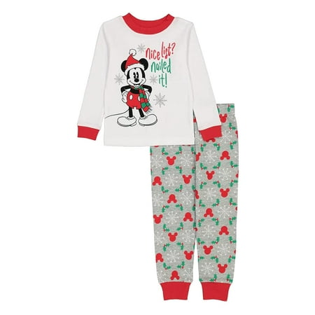 Disney Kids Minnie and Mickey Seasonal Snug Fit Cotton Pajamas Nice List 2T Walmart