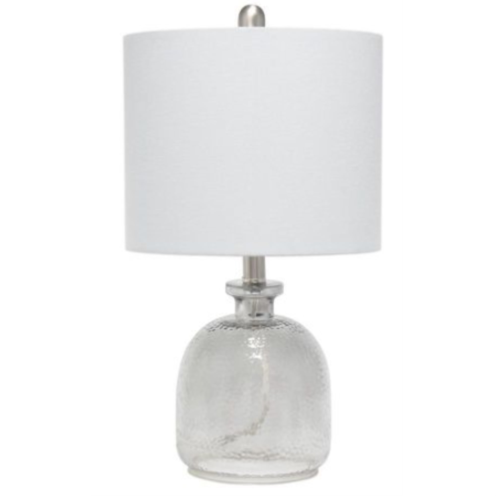 Lalia Home Smokey Gray Hammered Glass Jar Table Lamp with Gray Linen Shade