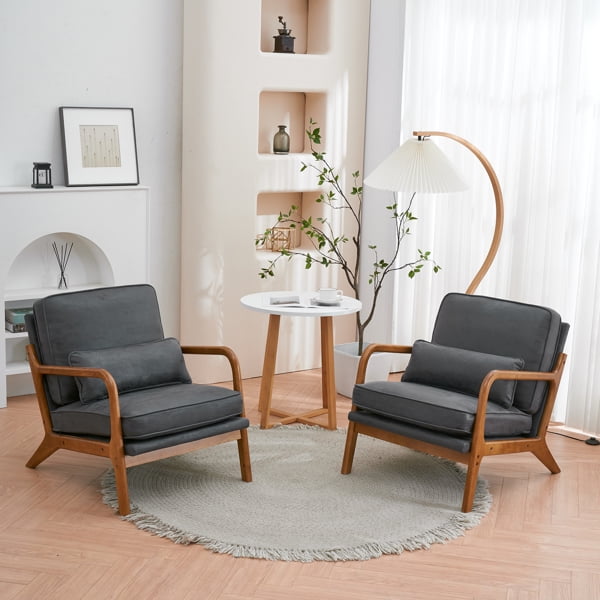Hison Mid-Century Modern Accent Chairs for Living Room Cozy Arm C  その他椅子、スツール、座椅子