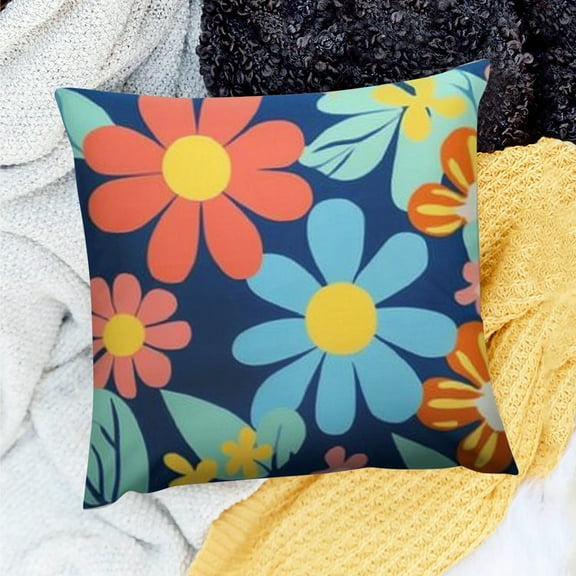 ZFLMY Flower Pattern Throw Pillow Cover for Home Sofa Couch Linen 18x18in
