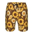 thumbnail image 3 of Fuzoiu Vintage Wood Grain Sunflower A Print Men's Beach Shorts,Men's Swim Trunks,Quick Dry Board Shorts with Pockets,Men's Bathing Suits for Surfing, Running, and Casual Wear-3X-Large, 3 of 6