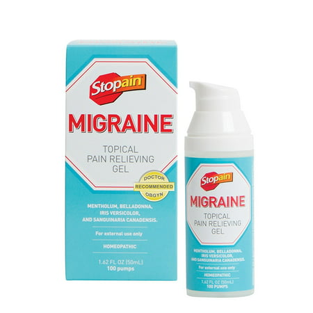 Stopain Migraine Topical Pain Relieving Gel, 1.62 fl. oz., Safe and Effective Migraine Relief, Safe to Use With Other Migraine Medication, Effective At Any Stage of a Migraine, No Known Side