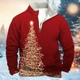 thumbnail image 2 of Men's Christmas Sweatshirts Half Zip Long Sleeve Crewneck Pullover Sweater Xmas Gift Winter Athletic Casual Christmas Sweater Men Red 2XL, 2 of 3