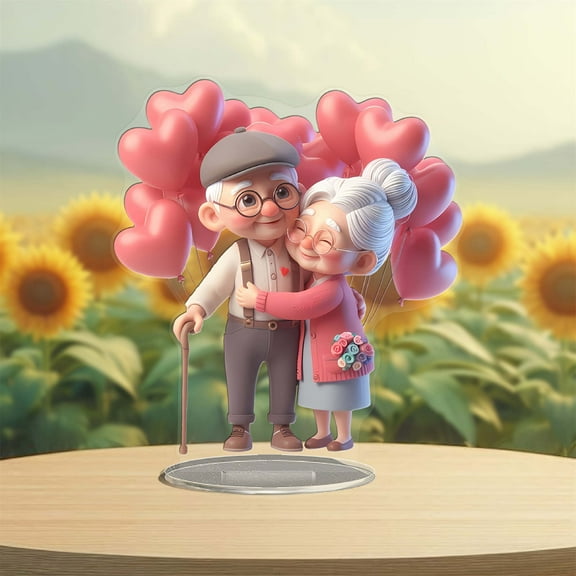 Valentine's Day "Grow Old Together" Sweet Acrylic Desktop Decoration, Romantic Family Gathering Holiday Decor - Lover Gift