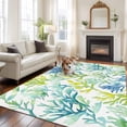 thumbnail image 3 of Coastal Ocean Coral Large Area Rugs for Bedroom Living Room, Soft Non Slip Carpet Bedside Rug, Green Blue Turquoise Aqua Summer Rectangular Floor Cover Kitchen Accent Rug 6'x9' for Dining Room/Office, 3 of 9