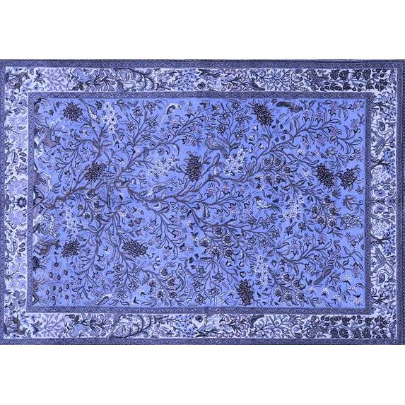 Ahgly Company Indoor Rectangle Animal Blue Traditional Area Rugs, 7' x 9'