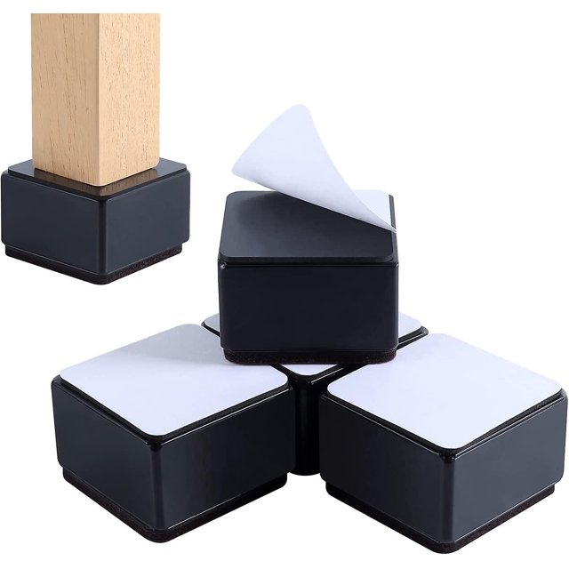 Set Of 4 Bed Risers Furniture Add 2 Inch Height,strong Steel Support 10000 Pounds6*6*5cm