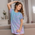 thumbnail image 3 of Sikiie Fantasy Gradient Print Women's Short-sleeved Nightdress, Round Neck Pullover Nightdress Pajamas Summer Home Wear, 3 of 6