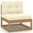 thumbnail image 1 of vidaXL Garden Middle Sofa with Cream Cushions Solid Wood Pine, 1 of 5