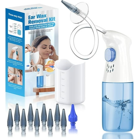 SUWU Ear Wax Removal, Ear Cleaner, Ear Wax Removal Kit, Manual Ear Irrigation Flushing System, Safe and Effective to Clean Ear Built Up Wax