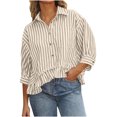 thumbnail image 3 of Jsaierl 3/4 Length Sleeve Womens Tops Plus Size V Neck Shirts Trendy Graphic Ladies Blouses Work Cotton Tunic Top S-2XL, 3 of 8