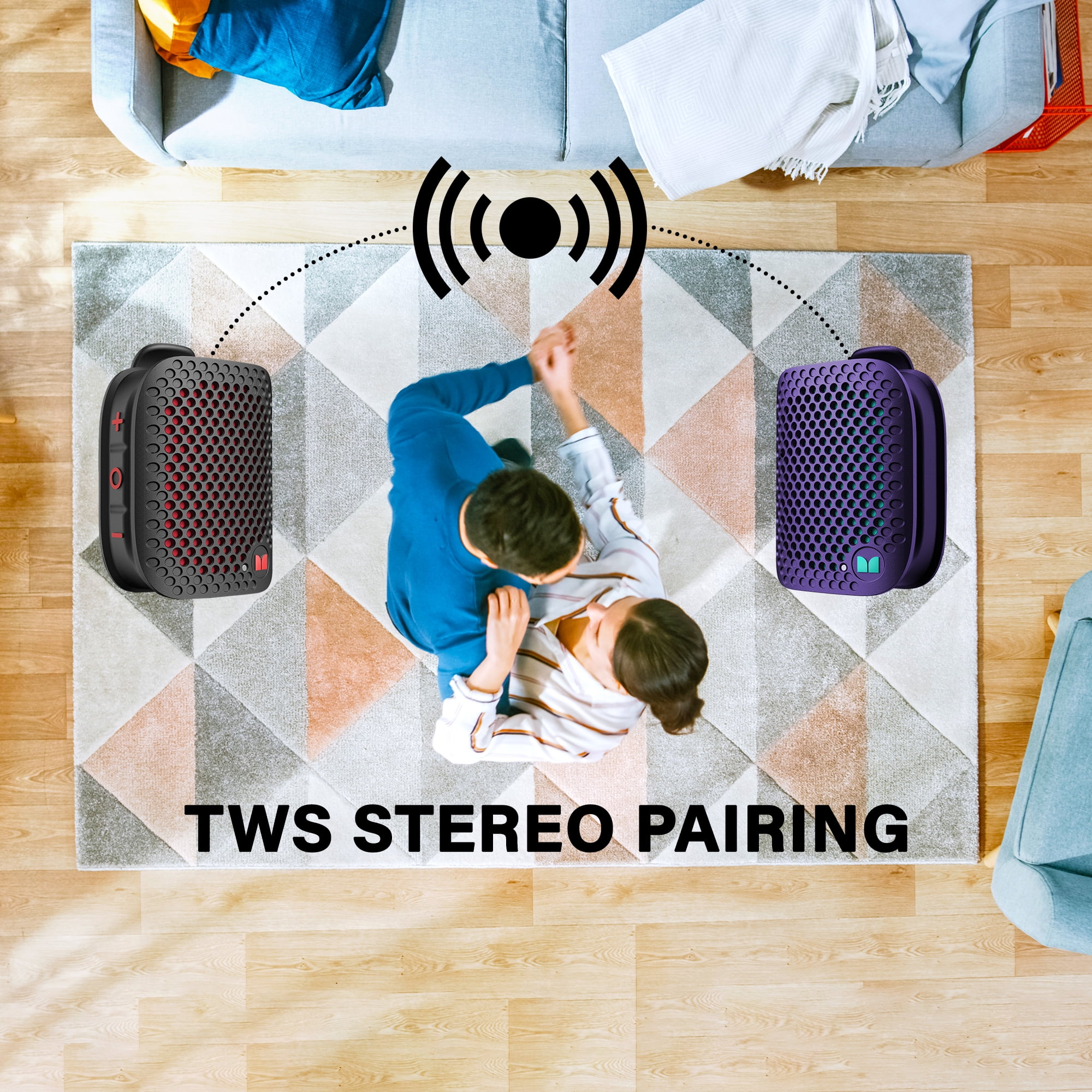 Monster Wearable Clip-On Portable Bluetooth Speaker, Rechargeable Wireless Speaker, Purple