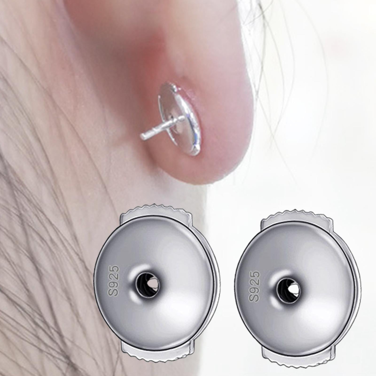 Earring Backs Replacements Plated Backs Locking Stoppers Earring Backs  Stopper Earring Ear Gifts DIY Earring Lovers 6mm White