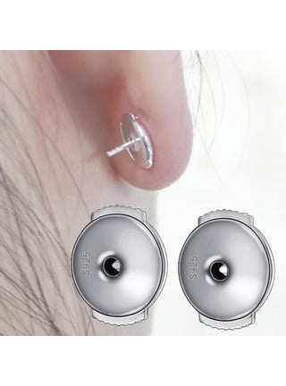  14k White Gold Earring Back Replacement Secure and Comfortable  with Ear Locking Tension Grip Tight Nut (Small) : Clothing, Shoes & Jewelry