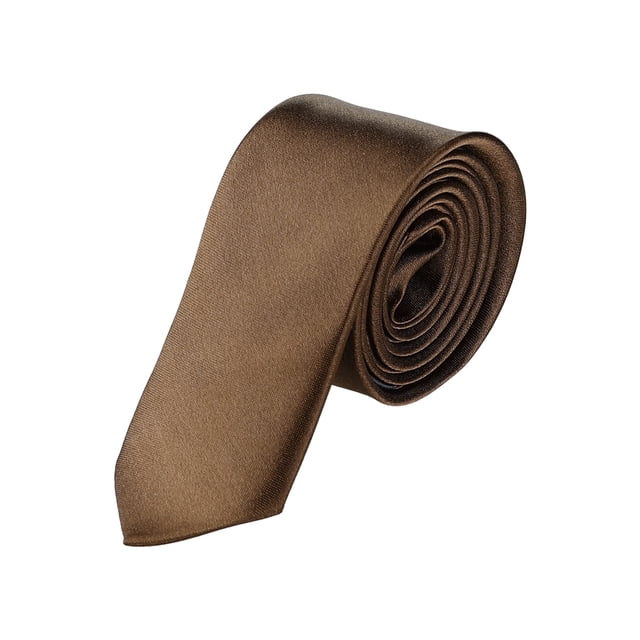 CORBATA AJUSTABLE DE HOMBRE INSPIRE CHIC, CORBATA DELGADA DE TELA PURA, COLOR MARRÓN, TALLA ÚNICA