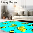 thumbnail image 2 of ODIKA 3'x5' Machine Washable Non-Slip Area Rug, Whimsical Insect Playful Bug Print for a Cheerful Vibe High Traffic Rug, Blue, 87611, 2 of 7