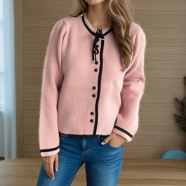 RKSTN Chandails pour Femmes Mode Automne Hiver Tricoté Ample Manches Longues Blouse Col Rond Chandail Chandail Début Mode Automne
