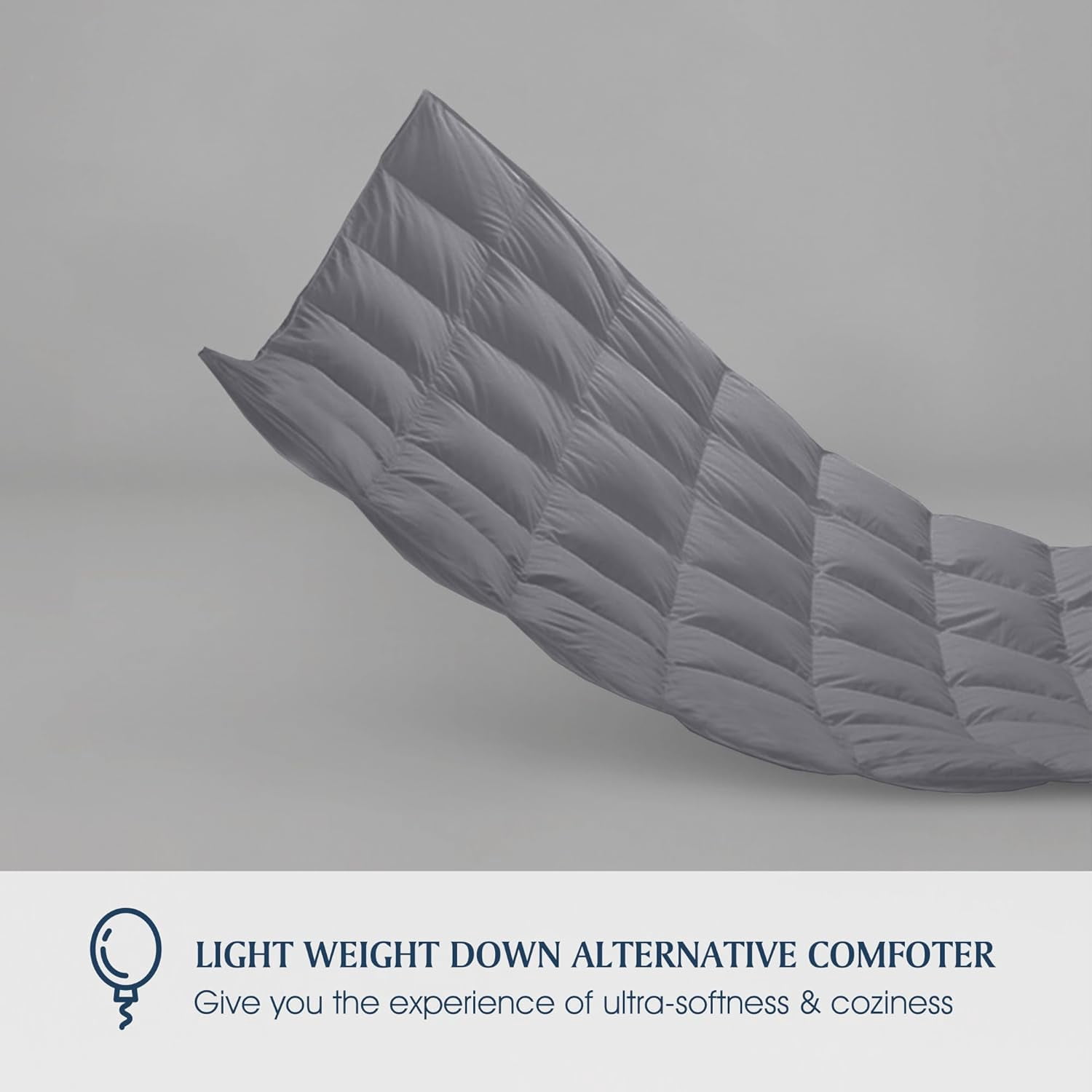 Blue Ridge Home Fashions Down Alternative Quilt Comforter for All Season, Twin, Platinum