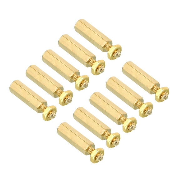 Uxcell 15mm 6mm M3 Standoff Screws 100 Pack Brass Hex Standoffs Nuts Gold Tone
